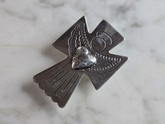 Broche épingle Ancienne En Argent Massif 925 Vermeil Forme Cœur - Créateur - Occasion France