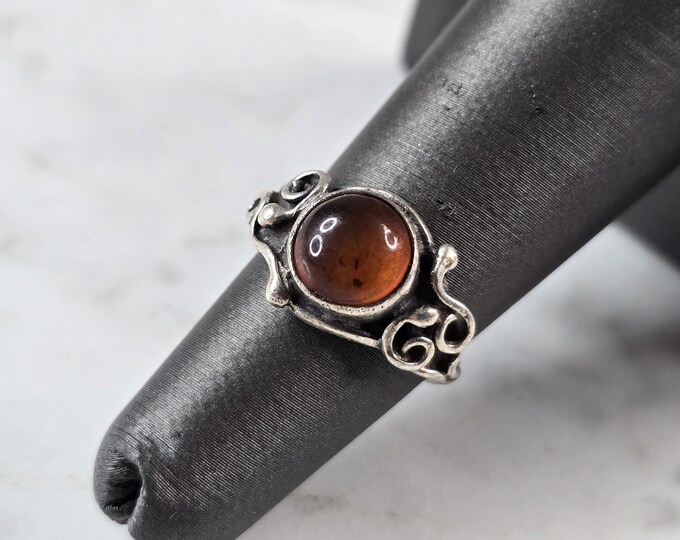 Womens Vintage Estate Sterling Silver Citrine Ring 2.4g E7274