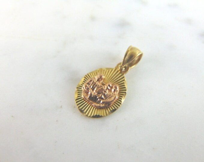 Vintage Estate 14K Yellow & Rose Gold Religious Pendant 1.6g E5925