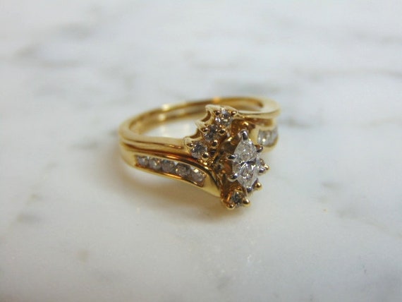 Womens Vintage Estate 14K Yellow Gold Diamond Rin… - image 4