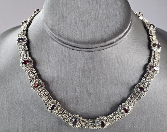 Womens Vintage Estate Sterling Silver Modernist Necklace 52.6g E4985