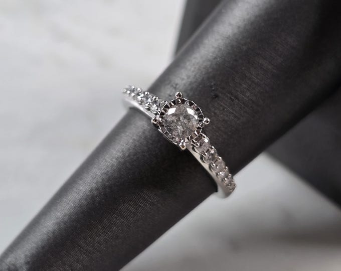 Womens Vintage Estate 14K White Gold Diamond Ring, 3.5g E5871