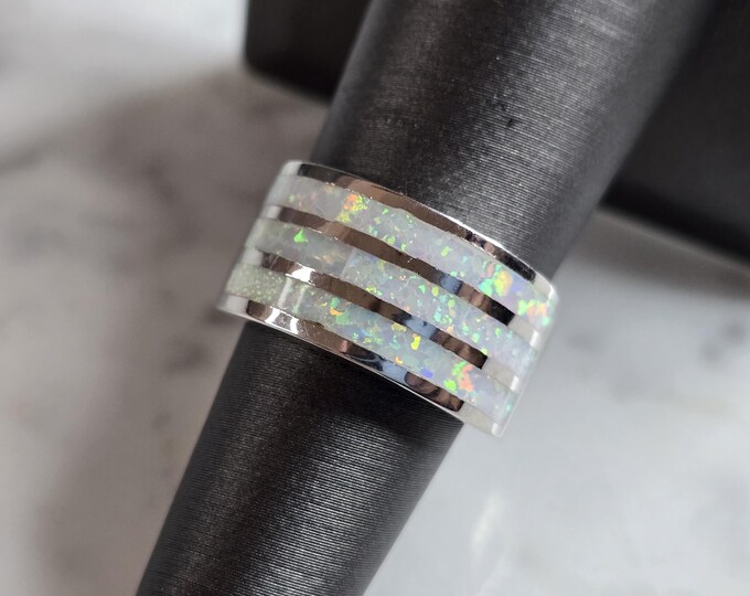 Womens Estate Sterling Silver Modernist Opal Ring 6.7g E4484