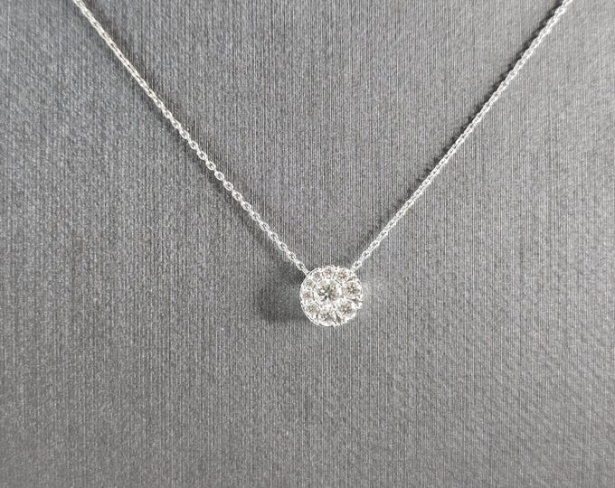 Womens Vintage Estate 18K White Gold Diamond Pendant Necklace 2.2g E5705