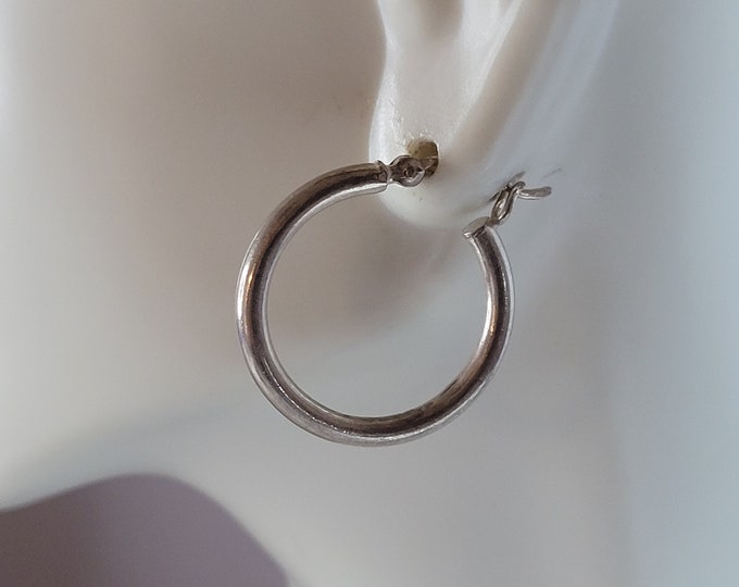 Womens Vintage Estate Sterling Silver Hoop Earrings 2.7g E1367