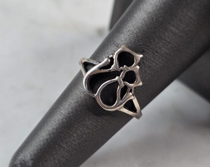 Womens Vintage Estate Sterling Silver Kitten Cat Ring 1.9g E7065