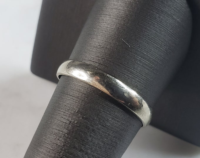 Mens Vintage Estate 14K White Gold Wedding Band Ring, 2.4g E1123