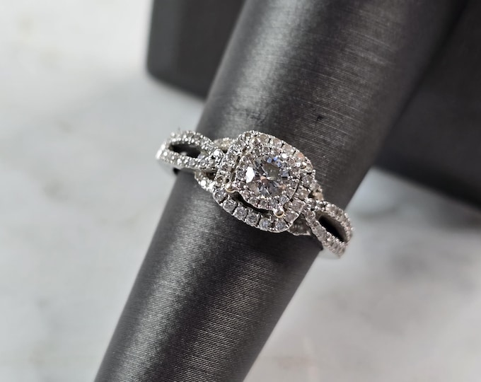 Womens Vintage Estate 14K White Gold Diamond Ring, 3.7g E1559