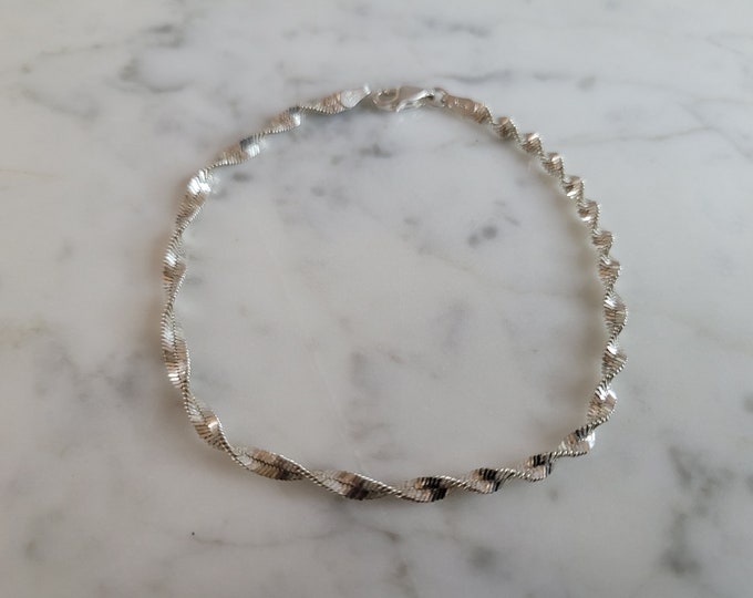 Womens Vintage Estate Twisted Sterling Silver Italian Bracelet 3.5g E4654