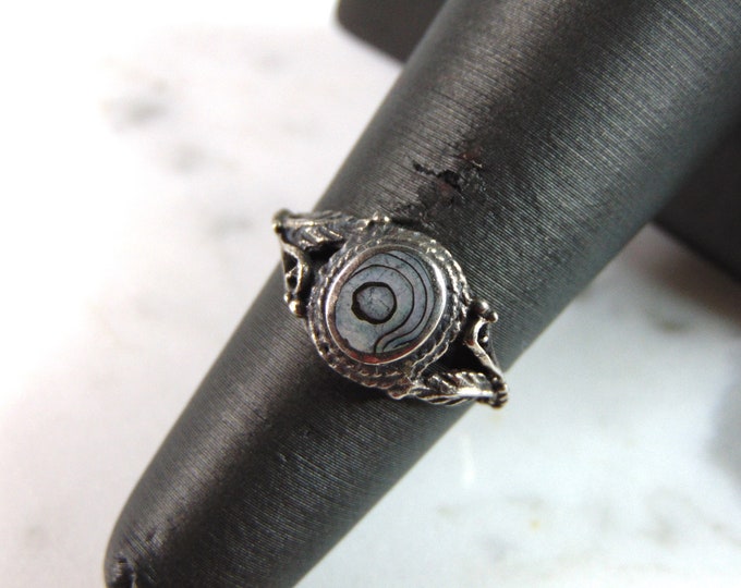 Womens Vintage Estate Sterling Silver Modernist Abalone Ring 1.9g E6326