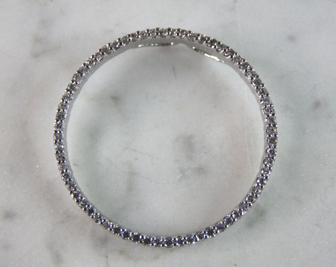 Womens Vintage Estate Sterling Silver CZ Eternity Pendant 3.4g E2531