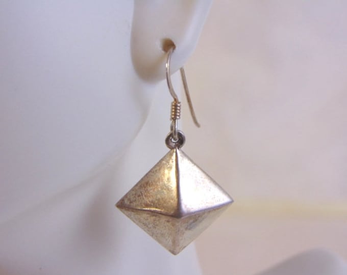 Womens Vintage Estate Sterling Silver Modernist Dangle Earrings 3.9g E4353