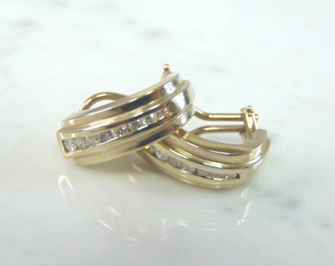 Pr of Womens Vintage Estate 14K White Gold Diamond Earrings 6.9g E4134