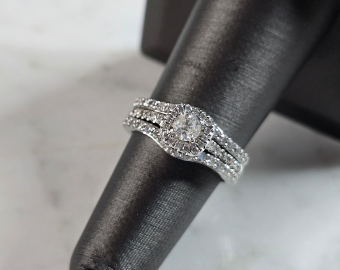 Womens Vintage Estate 10K White Gold Diamond Engagement Ring 5.2g E5331