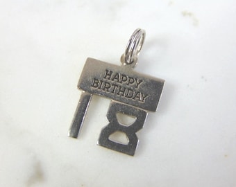 Womens Vintage Estate Sterling Silver 18th Birthday Charm 1.7g E989