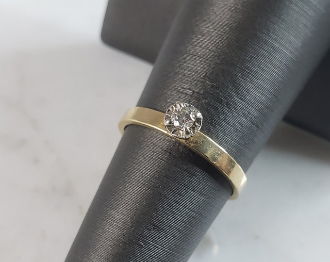 Womens Vintage Estate 14K Yellow Gold Diamond Ring, 1.6g, E1223