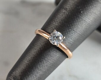 Womens Vintage Estate 14k Rose Gold Diamond Engagement Ring 2.2g #E7461