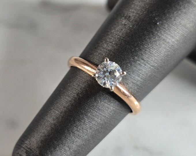 Womens Vintage Estate 14k Rose Gold Diamond Engagement Ring 2.2g #E7461