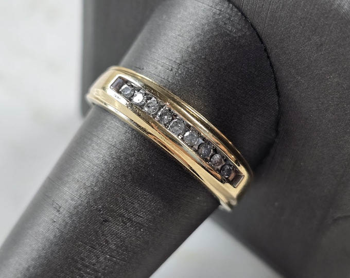 Mens Vintage Estate 10k Yellow Gold Diamond Ring 3.2g #E3607