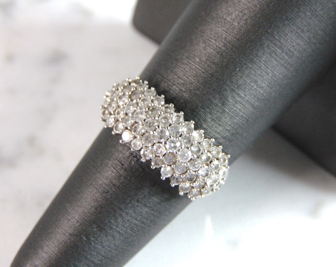 Womens Vintage Estate 10K White Gold Diamond Ring, 2.9g E2990