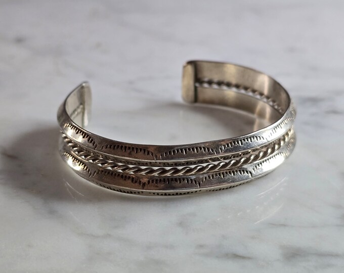 Vintage Sterling Silver Modernist Cuff Bracelet 28.0g E7951