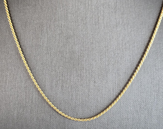 Womens Vintage Estate 14K Yellow Gold Italian Rope Chain Necklace 4.3g E5484