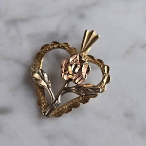 Womens 14k Multi Gold Rose Heart Michael Anthony Pendant 1.7g E7337