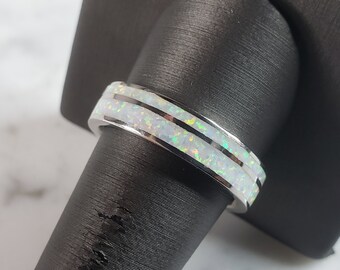 Unisex Sterling Silver Modernist Opal Band Ring 7.3g E3222