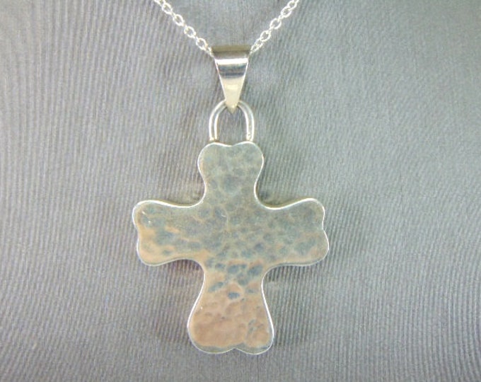 Womens Vintage Estate Sterling Silver Cross Necklace 13g E5728