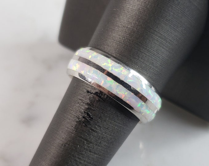 Womens Sterling Silver Modernist Opal Ring 5.9g E3403