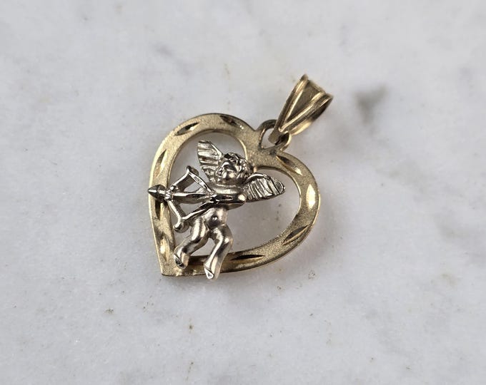 Womens 14k Multi Gold Cupid Heart Michael Anthony Pendant 2.2g E3349