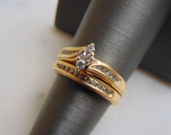 Women's Vintage Estate 14K Yellow Gold Diamond Engagement Ring Set, 6.0g E3581