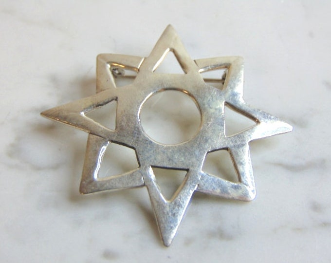 Womens Vintage Estate Sterling Silver Star Brooch 11.9g E1526