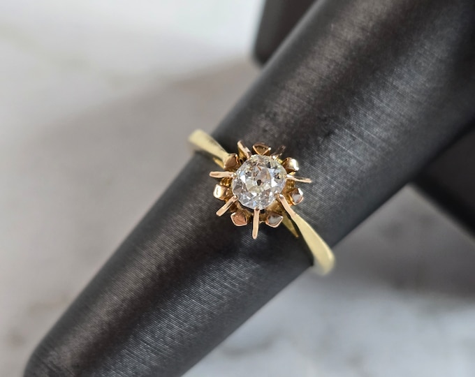Womens Vintage Estate 18K Yellow Gold Diamond Engagement Ring 3.4g E6500