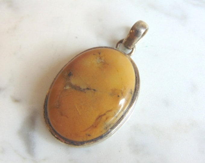 Womens Vintage Estate Sterling Silver Jasper Pendant 14.4g E5818