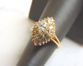 Anello da donna vintage in oro giallo 14 carati con diamanti da 2,4 ct, 6,0 g, E912