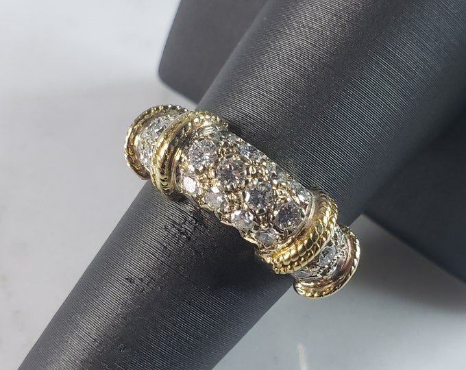 Womens Vintage Estate 18K Yellow Gold Diamond Ring 7.4g E5978