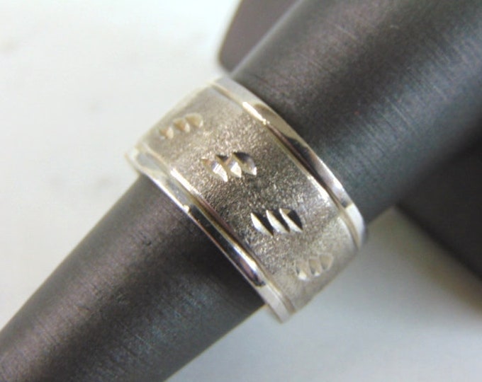 Mens Vintage Estate 14K White Gold Wedding Band Ring 11.2g E5992