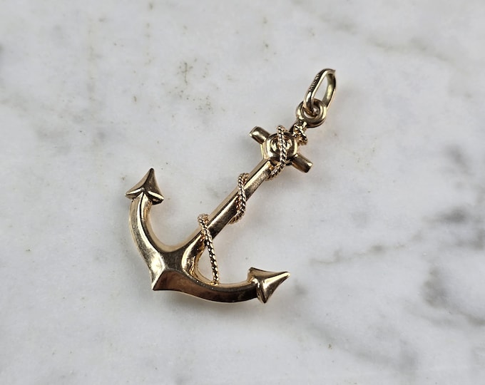 Vintage Estate 14K Yellow Gold Maritime Anchor Pendant 2.6g E5113