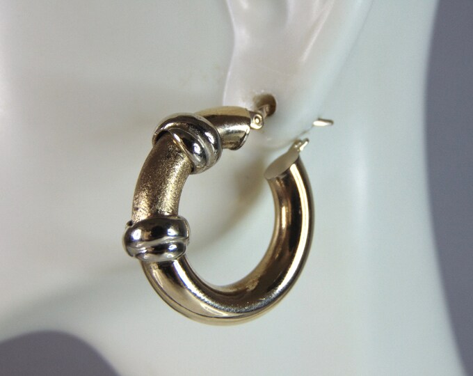 Womens Vintage Estate 14K Yellow Gold Modernist Hoop Earrings, 8.1g E2620