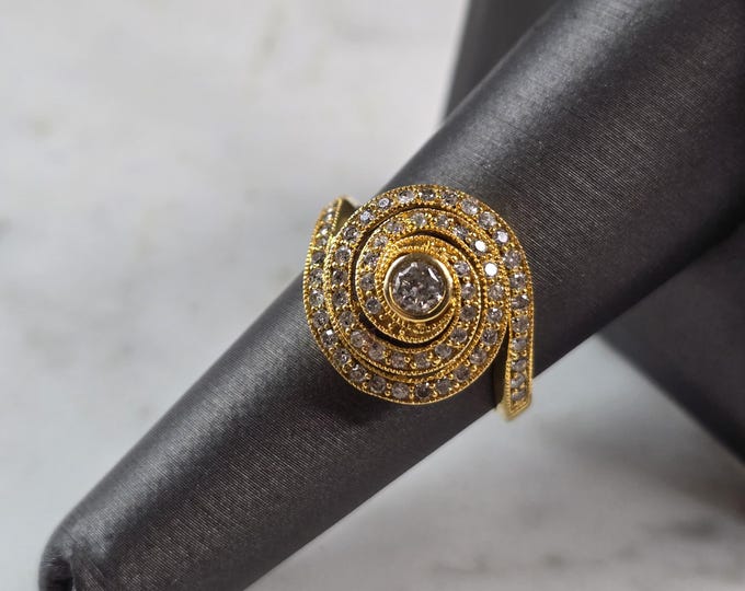 Womens Vintage Estate 14K Gold Modernist Diamond Ring, 4.3g E5575