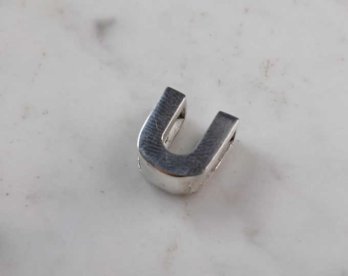 Womens Sterling Silver Initial Block Letter " U " Pendant 3.5g E5098