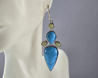 Womens Vintage Estate Sterling Silver Turquoise Earrings 16.8g E6780