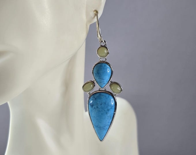 Womens Vintage Estate Sterling Silver Turquoise Earrings 16.8g E6780