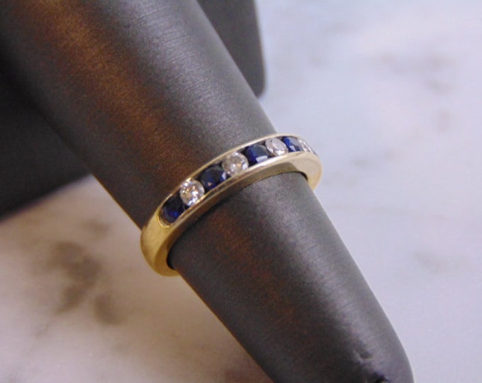 Women's Vintage Estate 18K Gold Diamond & Sapphire Ring by Spark Creations 4.0g E870