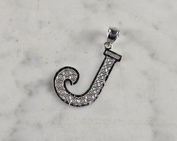 Womens Sterling Silver Initial Letter " J " Pendant 1.1g E4323