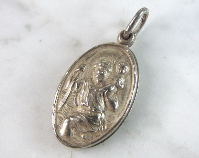 Vintage Estate Sterling Silver Religious Saint Charm Pendant 11.0g E6087