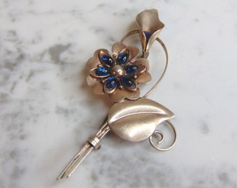 Womens Vintage Estate Sterling Silver Flower Brooch 13.4g E4931