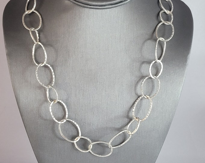 Womens Vintage Estate Sterling Silver Modernist Necklace 38.8g E6363