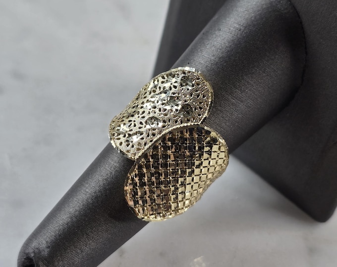 Womens 10K Yellow Gold Modernist Filigree Ring 2.7g E857